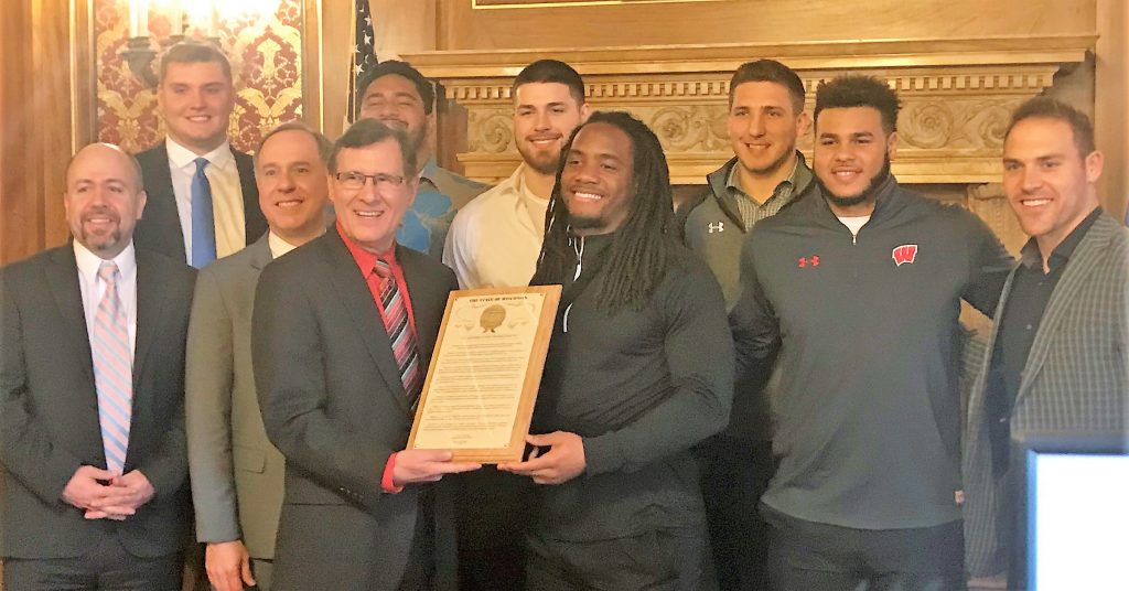 Student athletes from the Badger Football Team were honored for their successful season by the members of the State Assembly and State Senate.