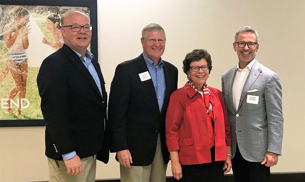 State Senator Howard Marklein (R-Spring Green) and State Representative Todd Novak (R-Dodgeville) joined Chancellor Blank for a meeting and corporate tour with Land’s End CEO Jerome Griffith.
