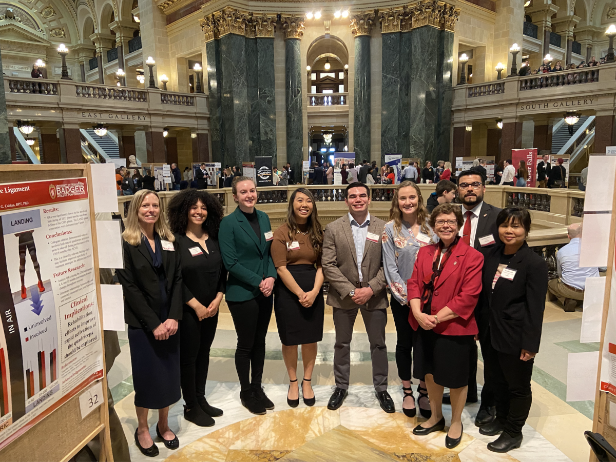 Chancellor Blank with UW researchers