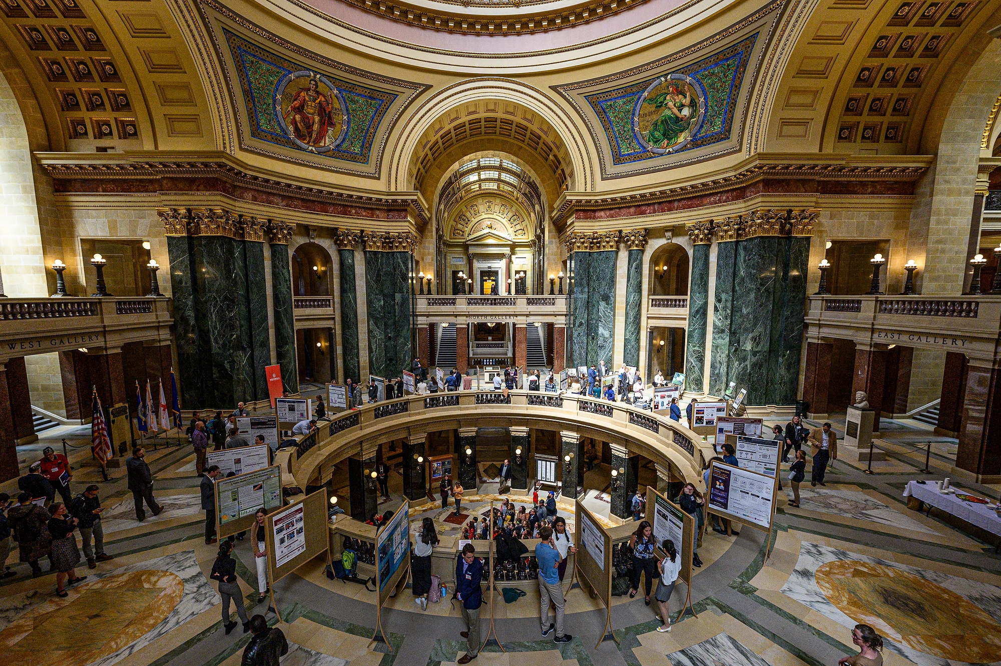 UW–Madison's Day at the Capitol included a Graduate Research Showcase organized in partnership with UW State Relations and Catalysts for Science Policy (CaSP) on April 26, 2023. The outreach event also included Faculty Flash Talks by leading UW–Madison faculty researchers held in the Capitol’s 411 South. (Photo by Althea Dotzour / UW–Madison)