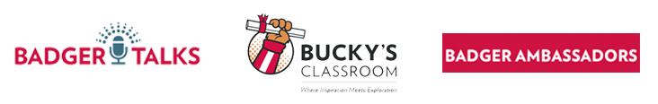 Badger Talks, Bucky's Classroom, and Badger Ambassadors logos.