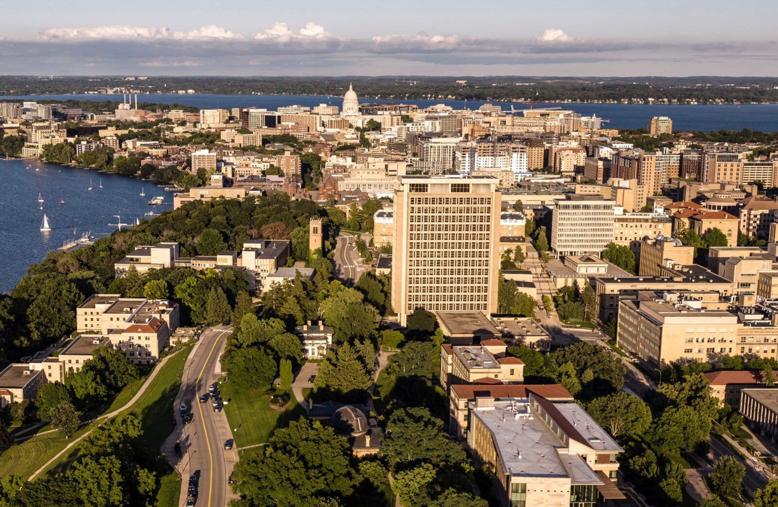 Madison skyline from drone August 2025
