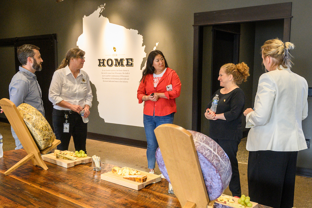 UW leaders tour the Sartori Cheese: East Main Caves in Plymouth, Wisconsin.