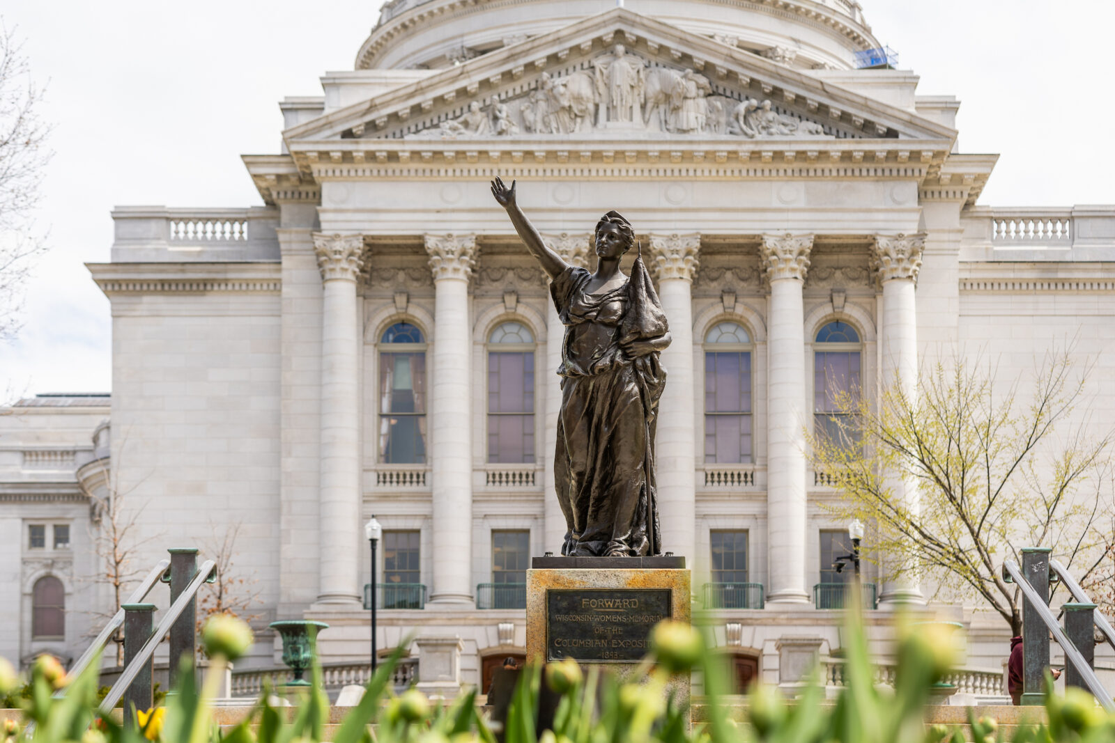 The Forward statue stands in front of the Wisconsin State Capitol.